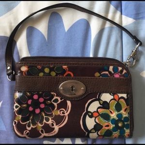 Fossil Key Per Floral Coated Canvas Wristlet